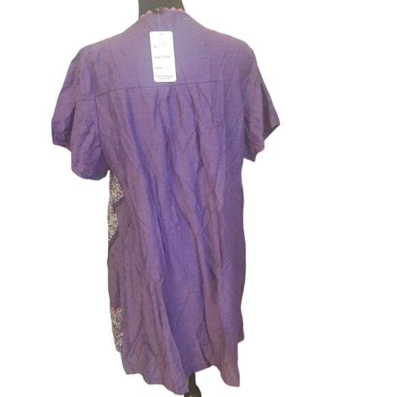 Sacred Threads Dress Women's Size Medium Purple Boho Short Sleeve Floral New - Picture 3 of 9